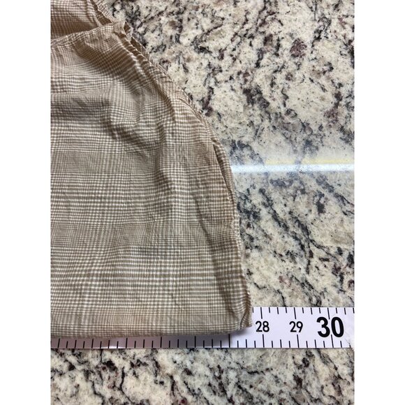 Kim Rogers Womens Gingham Button Up Shirt XL Tan Long Sleeve Preppy Lt Academia - Picture 6 of 6